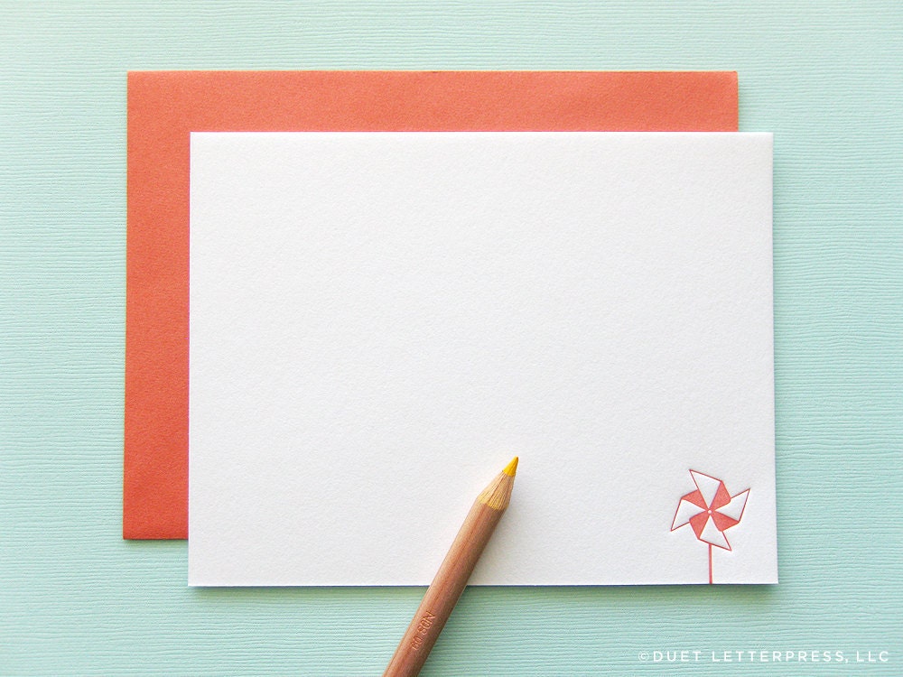 letterpress pinwheel note cards