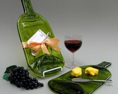 Large Wine Bottle Cheese Plate --  Dark Green