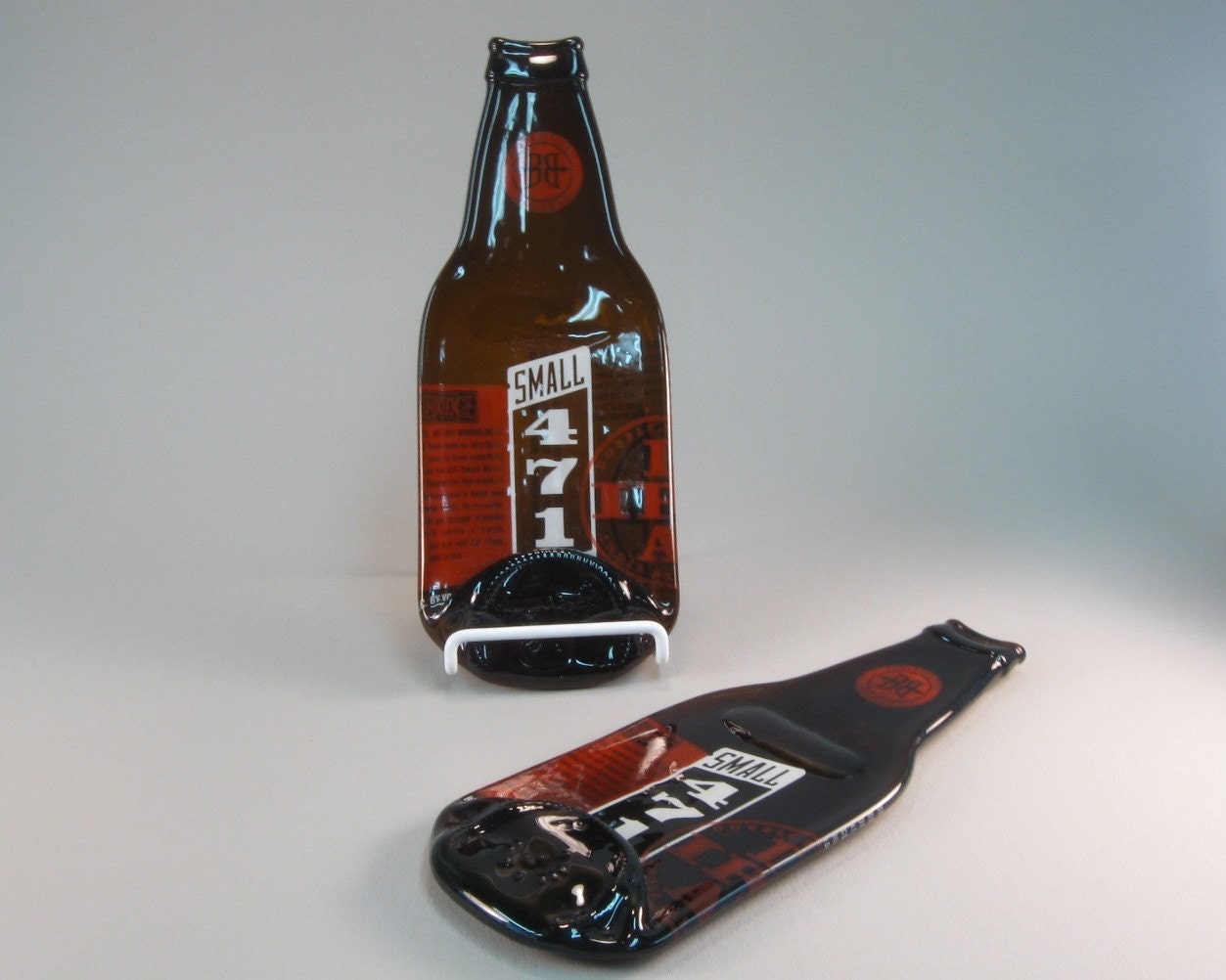 Guy Gifts Melted Bottle Spoon Rest or Wall Hanging Small Batch 471 Recycled Beer Bottle