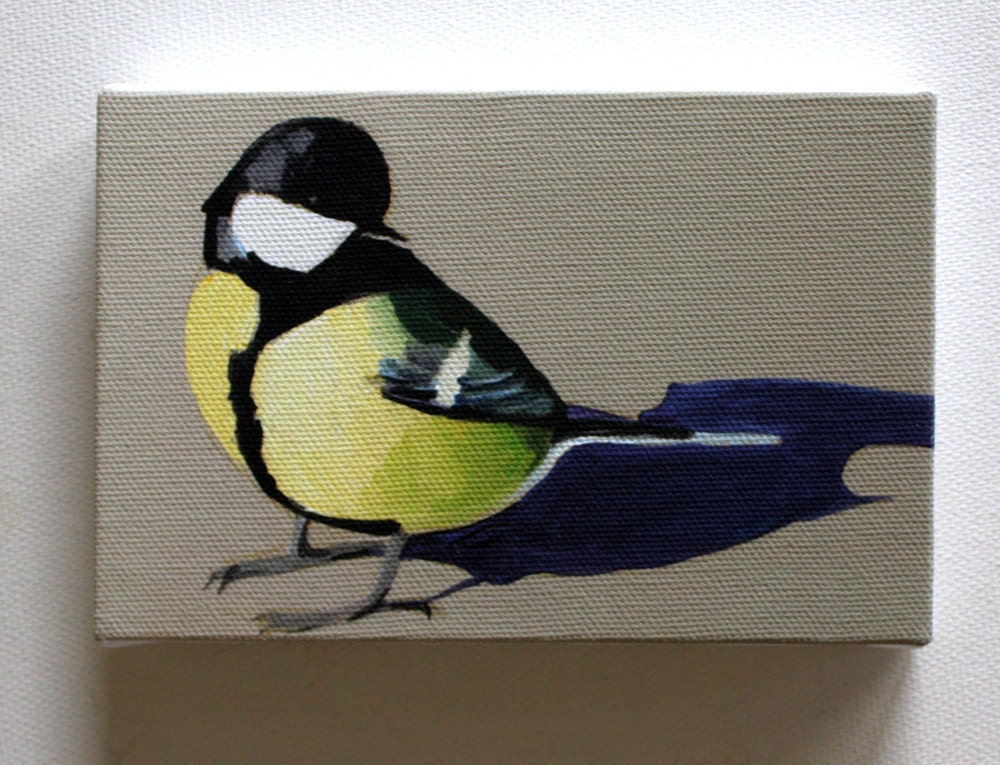 Gray bird / Tiny canvas print