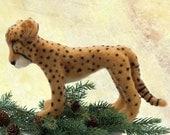 Needle Felted Sculpture Cheetah Wool