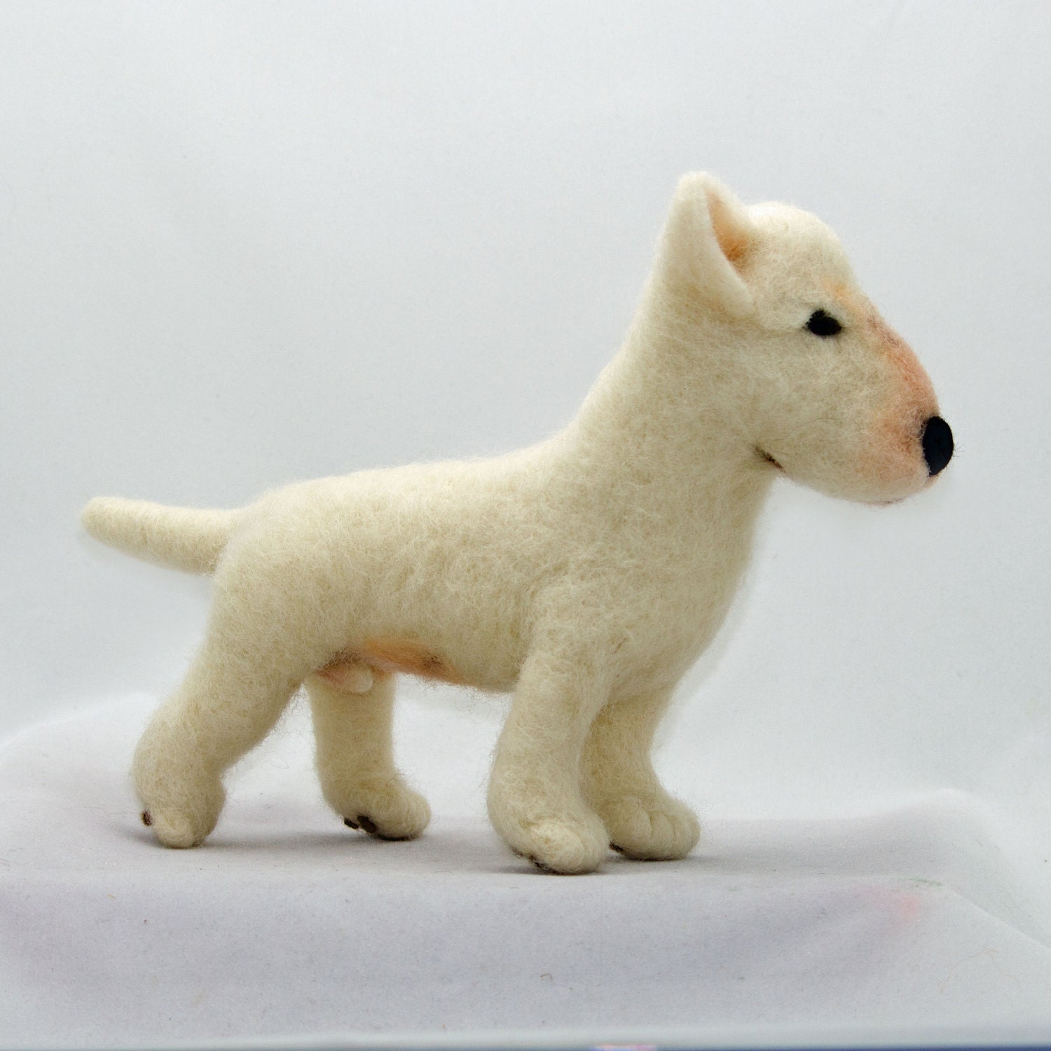 Needle Felted Dog Bull Terrier Soft Sculpture Wool Gift Collectible