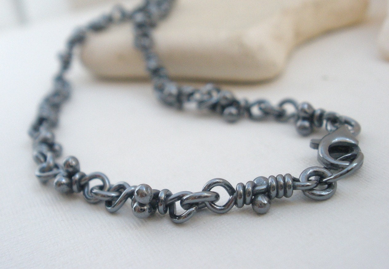 Tao Bracelet. Sterling Silver. Linked Knots. Rustic Oxidized Links. Handmade Chain. Aroluna