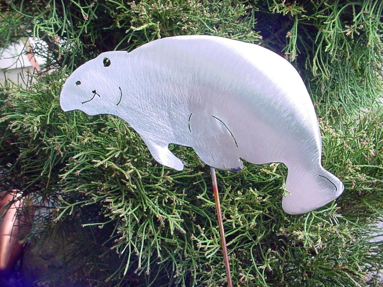 Manatee Sea Cow Metal Lawn Decor Steel Yard Art Plant Stake Garden Spike Outdoor Ornament
