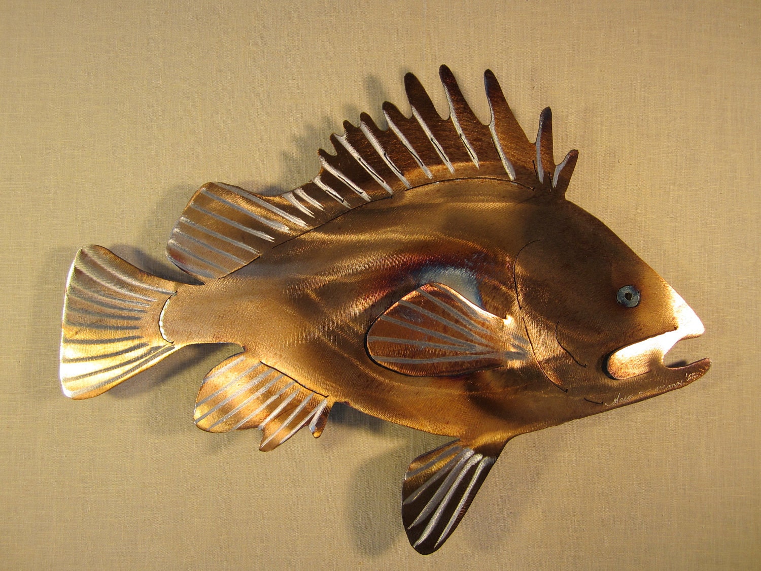 Rockfish Red Rock Fish Deep Sea Bass Fishing Fishing Fisherman Charter Boat Metal Wall Art Steel Home Decor