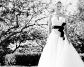 Satin Sash Bow Belt Black Matte Satin Wedding Sash Bridal Sash - longer length - made to order