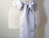 Grey Silver Matte Satin Sash Wedding Sash Bridesmaid Sashes Bow Belt - by ccdoodle on etsy - made to order