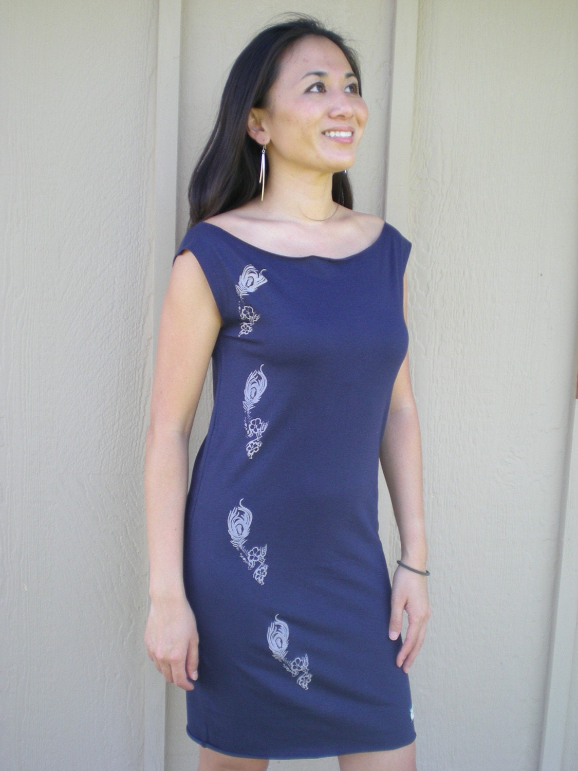 SALE Natasha Navy Pillowcase Dress Size Small - Peacock Design by ccdoodle on etsy