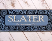 Gorgeous custom sign with vinyl - Your last name - wedding - anniversary - beautiful floral border - UNIQUE