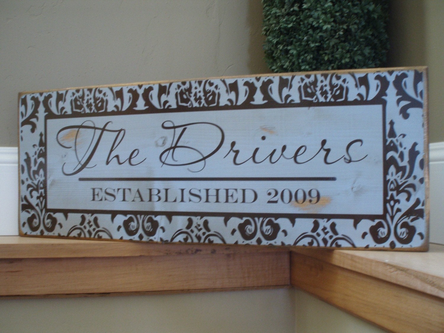Beautiful damask sign - Custom, personalized sign - HOLIDAY, wedding, anniversary, bridal shower