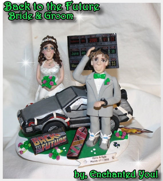 Wedding Cake Topper, Back to the Future Bride & Groom, Personalized