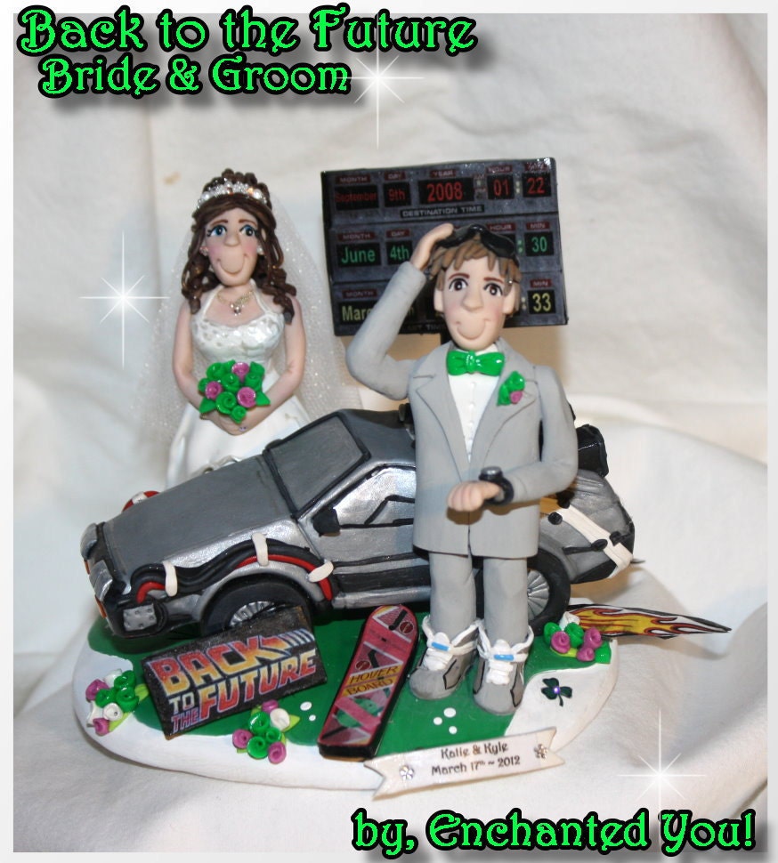 Wedding Cake Topper, Back to the Future Bride & Groom, Personalized