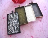 10 Rectangle Trays with Glass Inserts... Mix and Match Colors.... 24mm...x 48mm...RPT