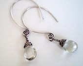 Green Amethyst Drop Earrings (wire wrapped)