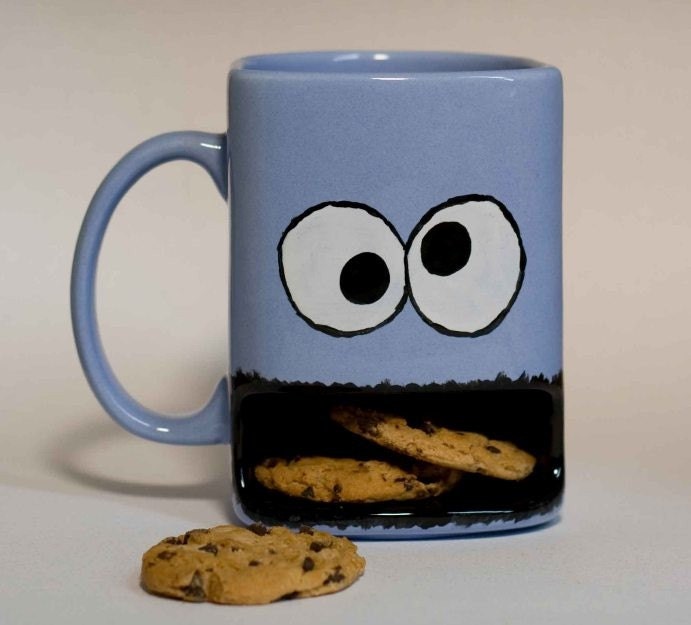 Cookie monster type cookie dunk mug