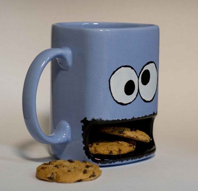 Cookie monster type cookie dunk mug