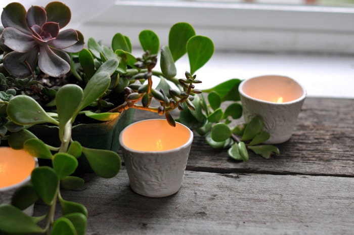 White Lace Votive Candle Holders