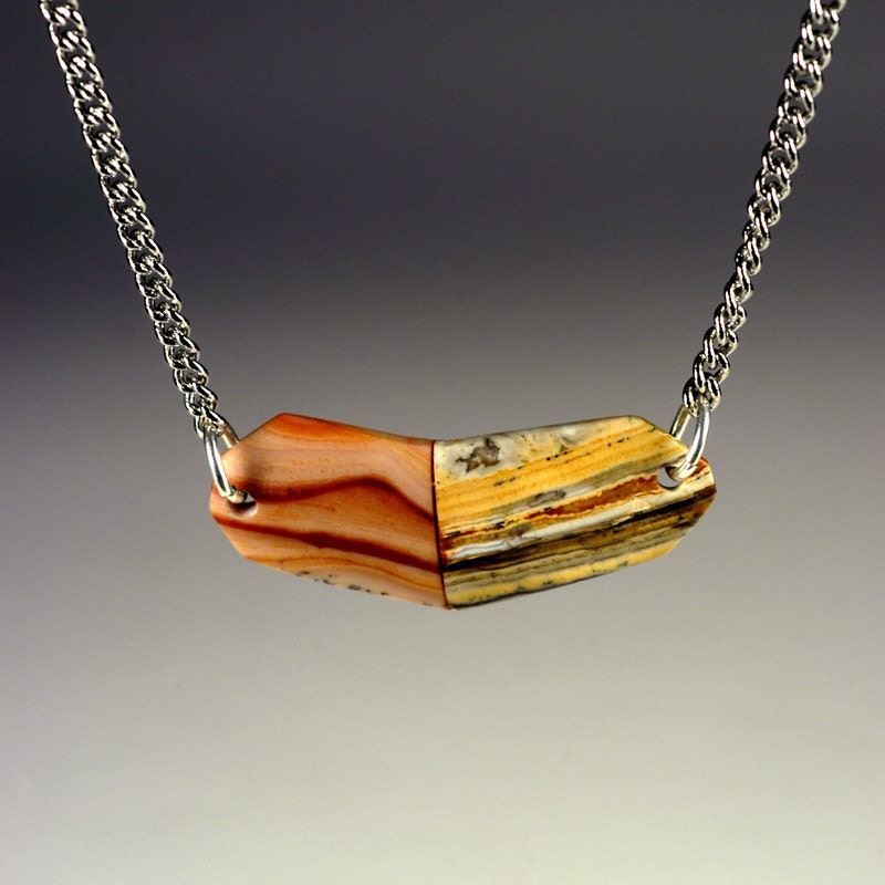 Stone necklace, California Jasper Stone Pendant, Ancient Indian intarsia necklace, Renaissance necklace