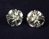 Small Silver Flower Post Earrings, Handmade
