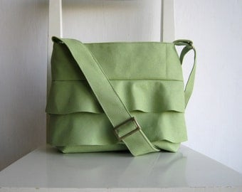 Ruffled Pale Green Bag - Crossbody