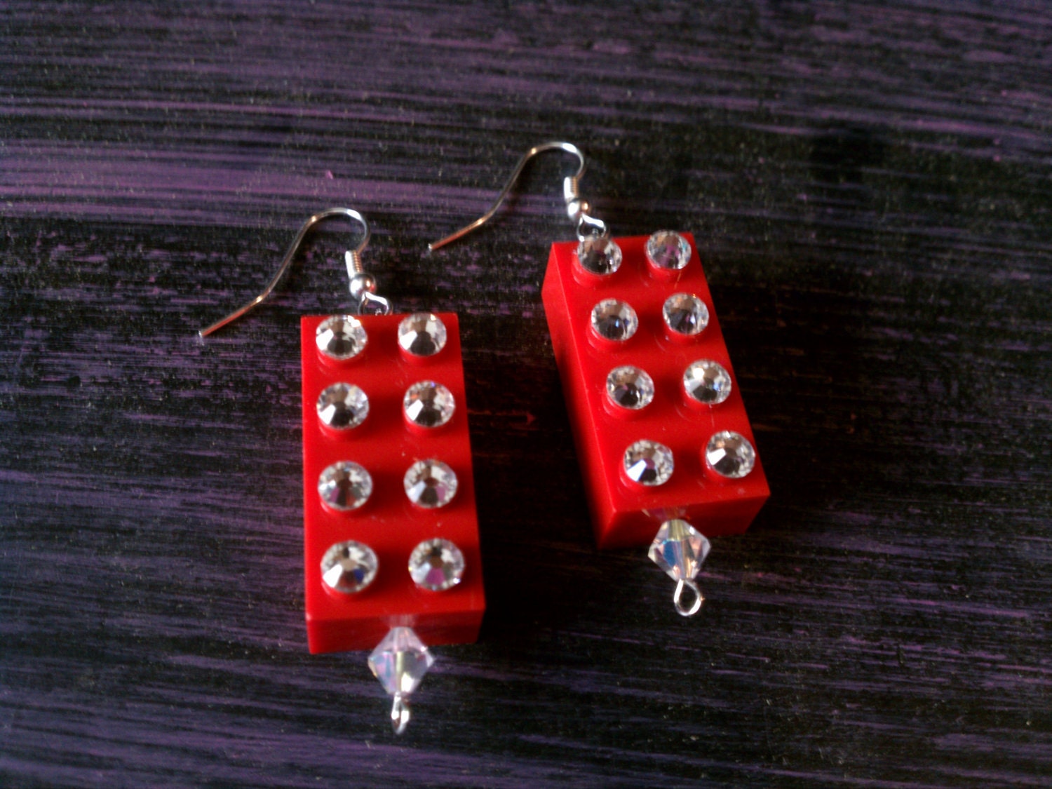 Swarovski embellished Lego Earrings