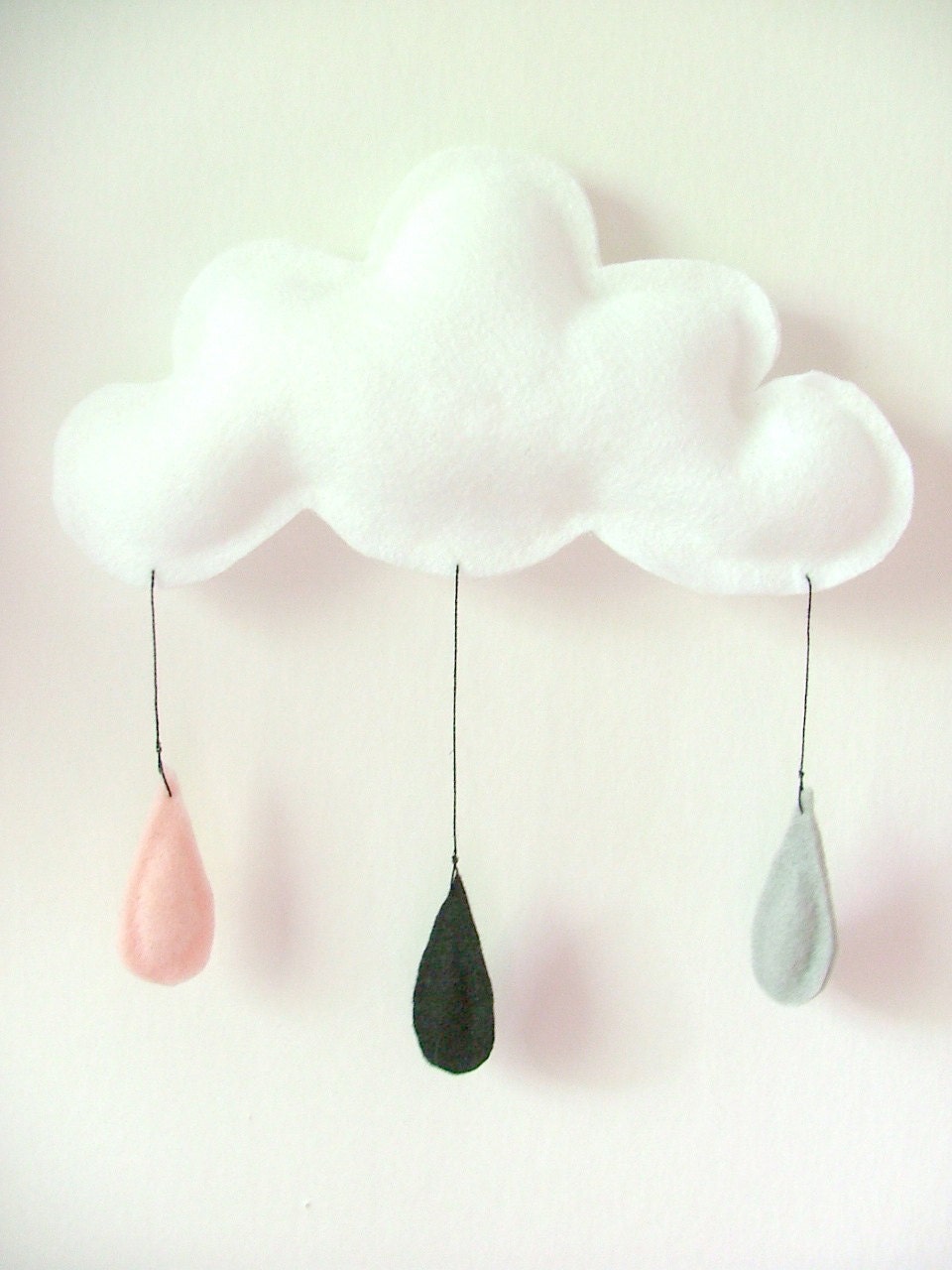 Cloud mobile.... Rain of colors....Pink powder-Black-Gray...drops