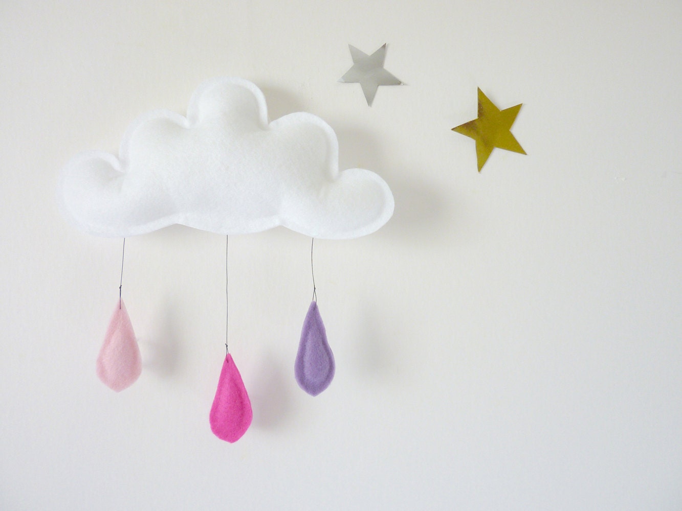 Rain Cloud Mobile Nursery Children Decor-Summer Cloud mobile.... Rain of colors.... Peach-Pink-Lavande-by The Butter Flying