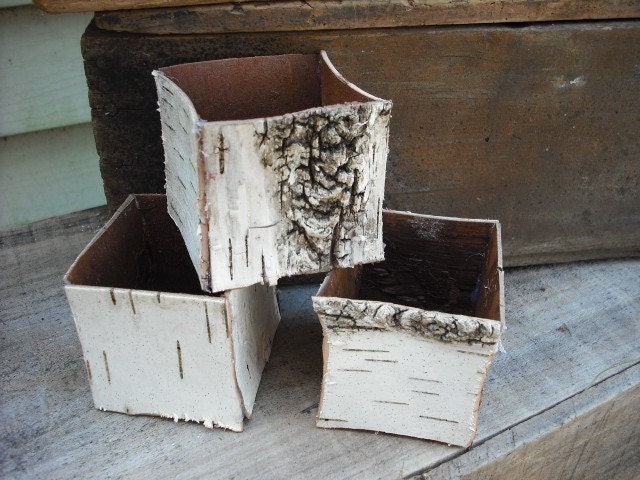 100 handmade mini birch bark favor boxes, for your rustic, woodland, nature wedding or party.