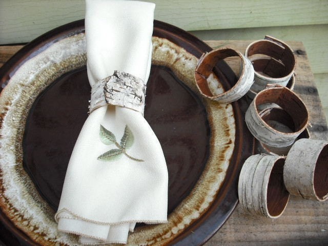 125 Birch bark napkin rings for nature, woodland, rustic wedding or special event.