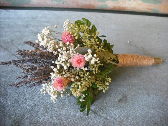 Delicate toss bouquet  featuring Lavender and babies breath. For your woodland, rustic, summer or fall wedding.