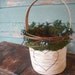 Birch bark and moss flower girl basket accented with vines and berries, personized with your initials.