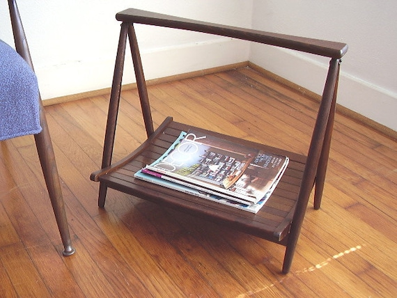 Nasco Mid Century Magazine Rack, Modern, Retro, Wood, Storage
