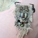 Free Will. Textile and Antique Trinkets Rustic Victorian Gypsy Assemblage Brooch. Lace fabric and Labradorite Gemstones.