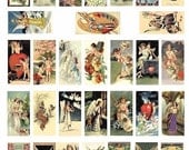 people with wings vintage 1800s 1900s fairy fairies Angels Cupids clip art  graphics digital download collage 1 x 2 inch domino