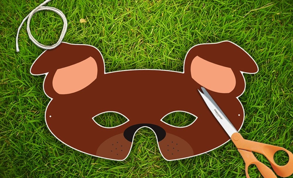 Brown Dog Party Mask - Printable PDF