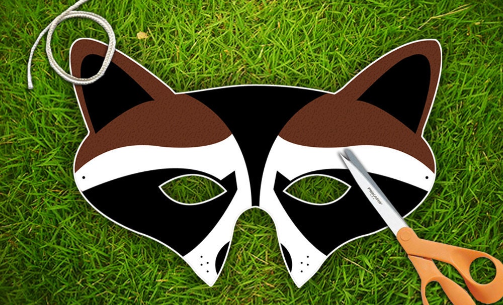 Raccoon Party Mask, Halloween Mask, Printable PDF