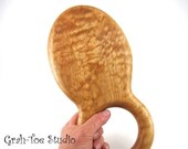 Hand Mirror Quilted Maple Wood Grahtoe Handmade