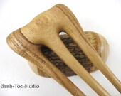 Mimosa Wood Hair Fork 3 Prong mini  Lilli Grahtoe Studio Handmade