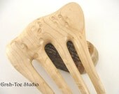 Birdseye Maple Wood 4 Prong Hair Fork Grahtoe