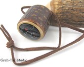 Compass in Wood for Walking Stick or Pocket Scouts Hiking Camping Survival