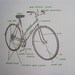 letterpress grey bicycle with green lettering