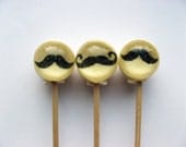 Ball style mini mustache edible images hard candy lollipop - 6 pc. - MADE TO ORDER