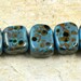 Chunky Tortoise Shell in Blue Block Lampwork Beads by Pink Beach Studios - SRA
