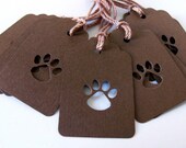 Gift Tags - Here a Paw Print, There a Paw Print - Chocolate Brown (Set of 10)