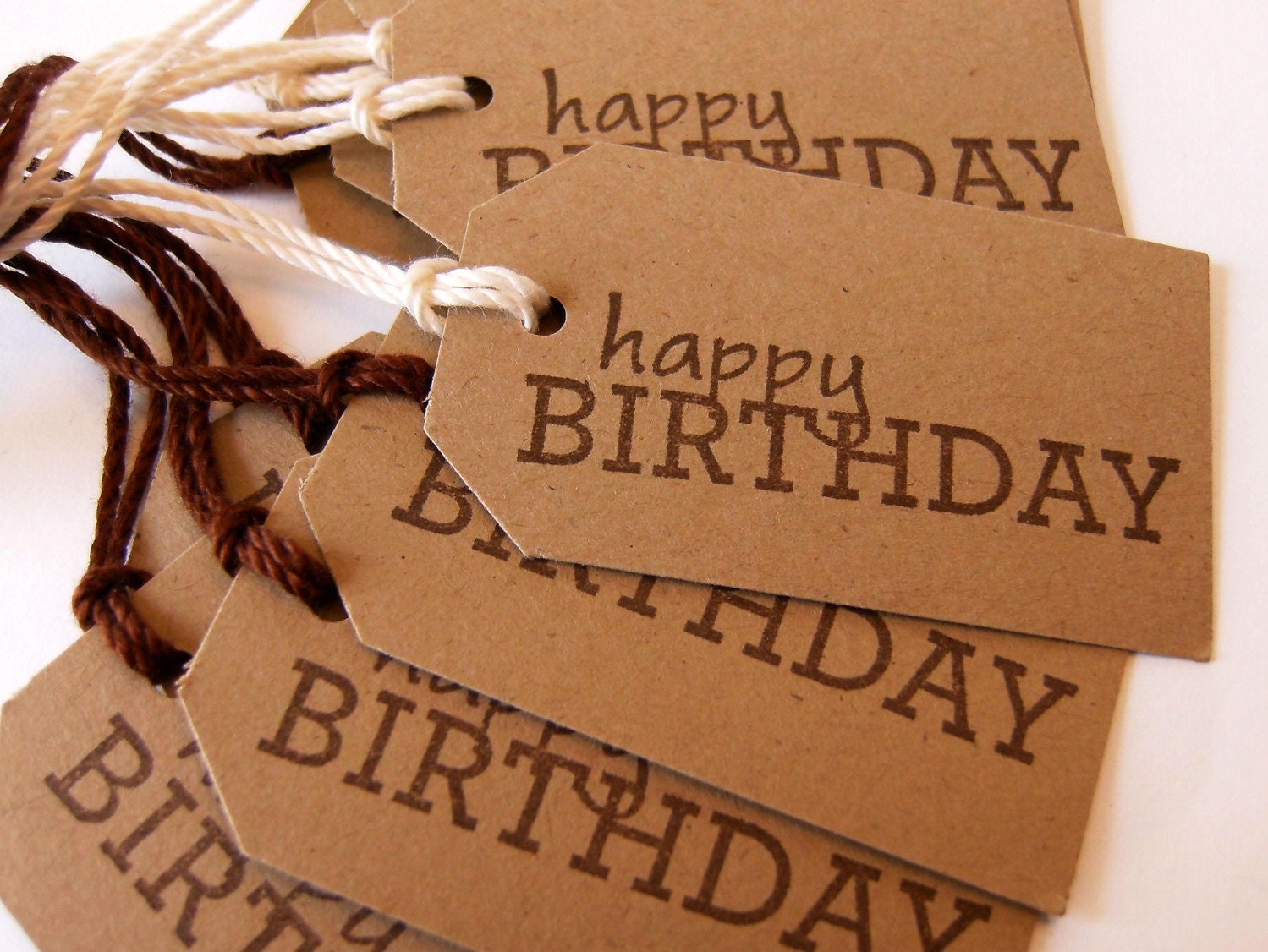 Gift Tags - Happy Birthday - Kraft (Set of 10)
