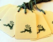 Christmas Gift Tags - Holiday Reindeer - Green (Set of 10)