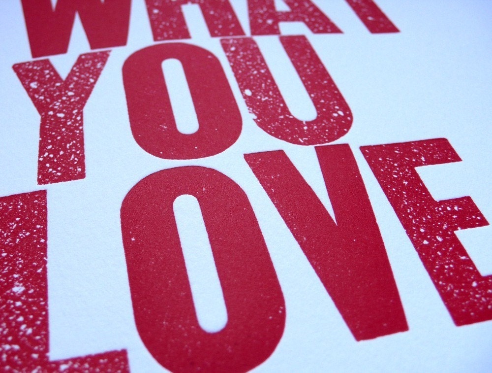 Live What You Love Letterpress Print in Red