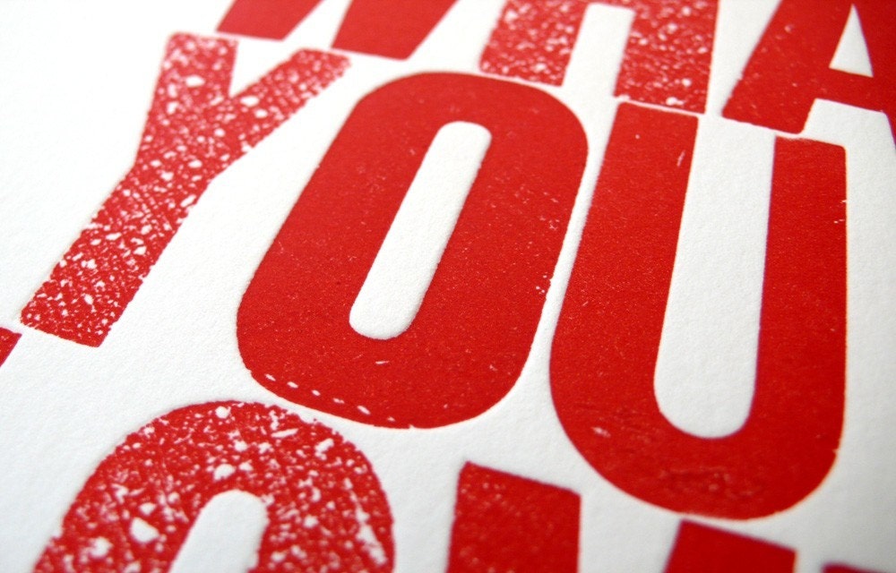 Live What You Love Letterpress Print in Red