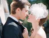 Bridal hat, birdcage veil hat, bridal mini hat, Soriah Ships in 1 Month, Seen in Southern Weddings Magazine