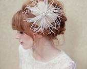 Bridal Hair Flower, gold feather flower, feather fascinator, wedding head piece, Kate Ships in 1 Month